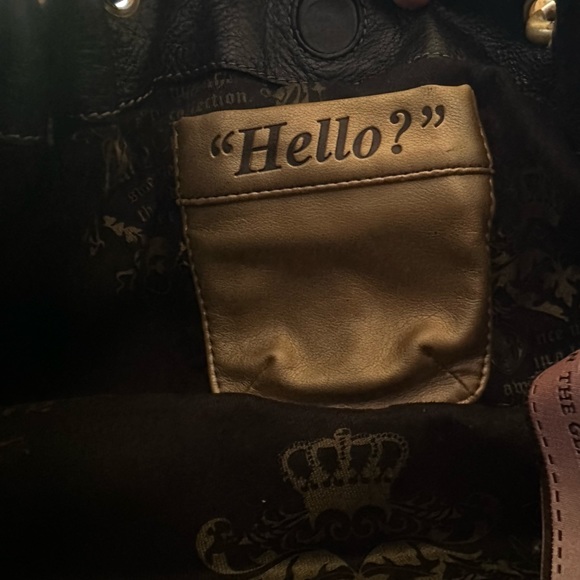 Vintage 2000s Black Leather Juicy Coutour Born in the Glamorous USA - Picture 11 of 16